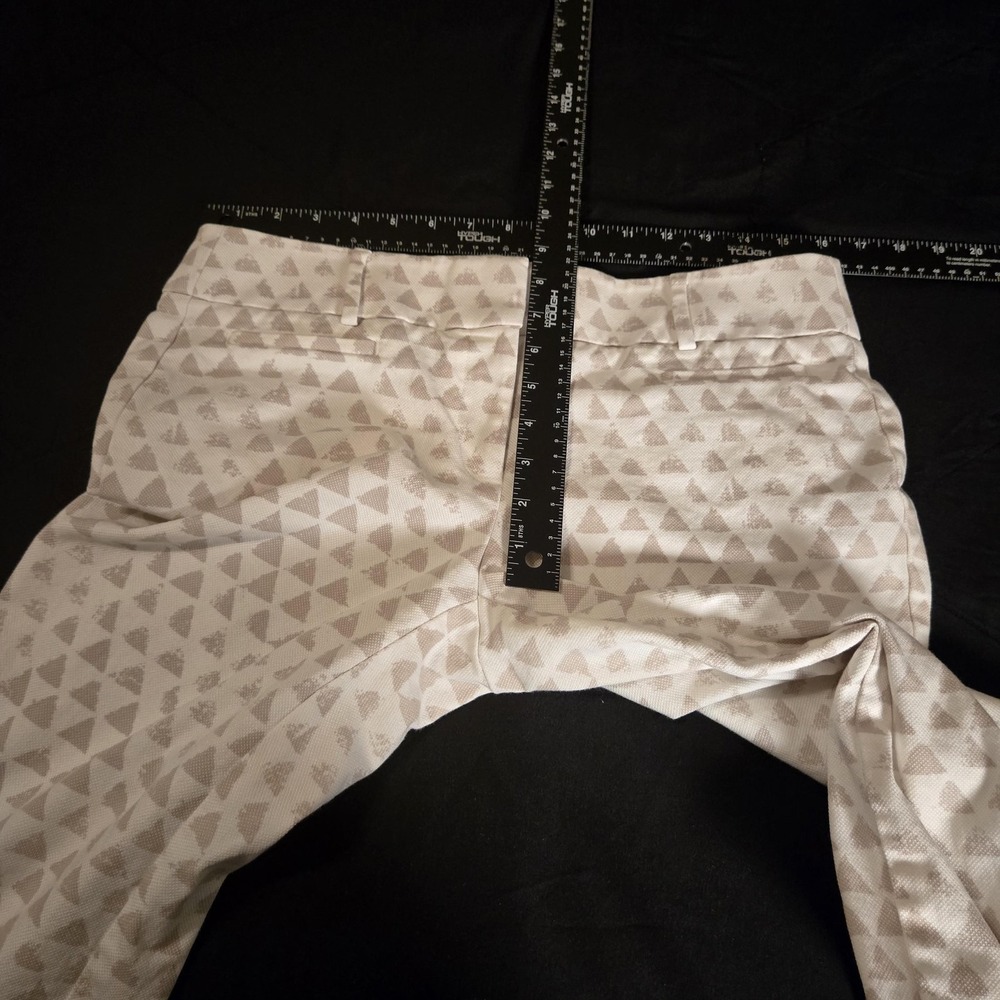 Ann Taylor LOFT Pants Womens 6 White Marisa Ankle Straight Geometric Twil COTTON - Picture 4 of 11